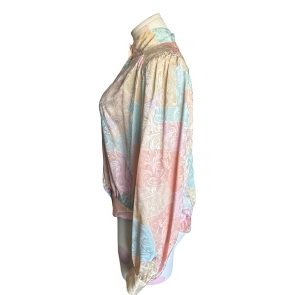 Vintage 90's Anne Klein  Floral Bomber Blouse - Large/14 - Picture 3 of 5